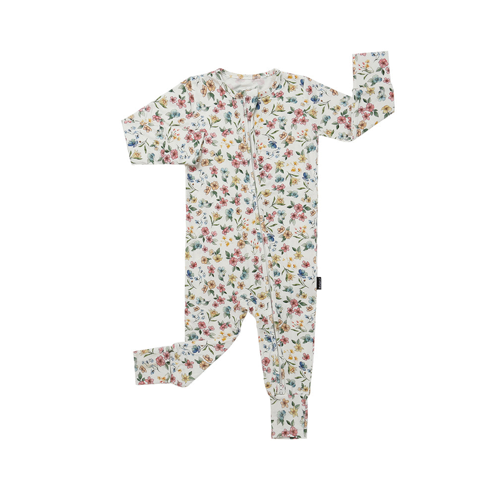 Footless Sleeper with Fold-Over Cuffs - Spring Meadow
