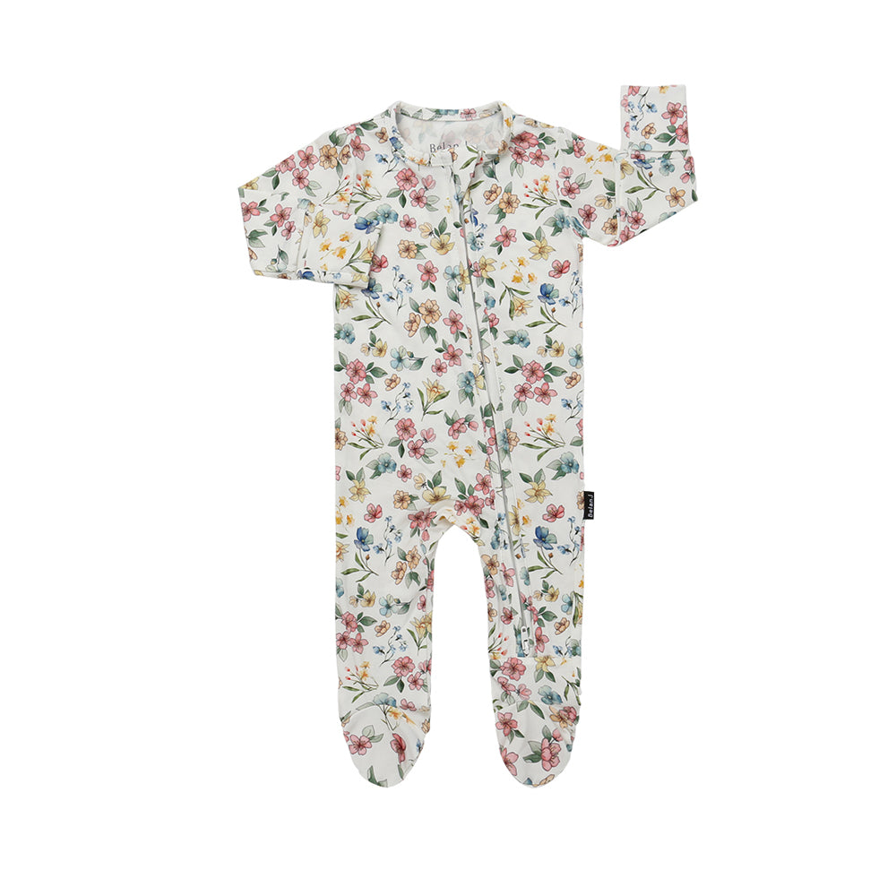 Footed Zipper Sleeper - Spring Meadows