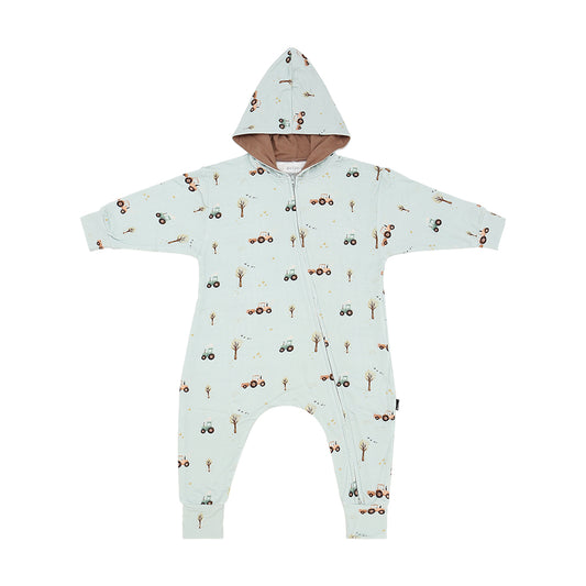 Hooded Zipper Jumpsuit - Tractors