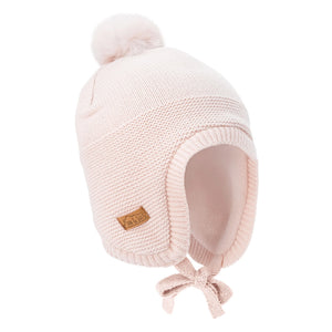 Pom Pom Knit Hat - Light Pink
