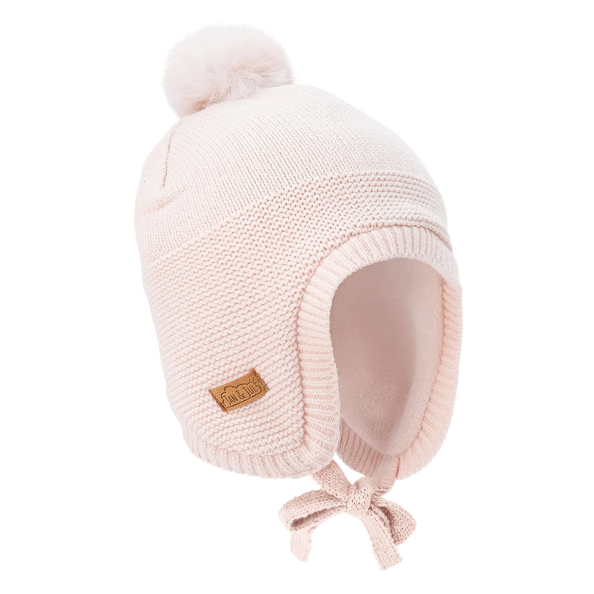 Pom Pom Knit Hat - Light Pink