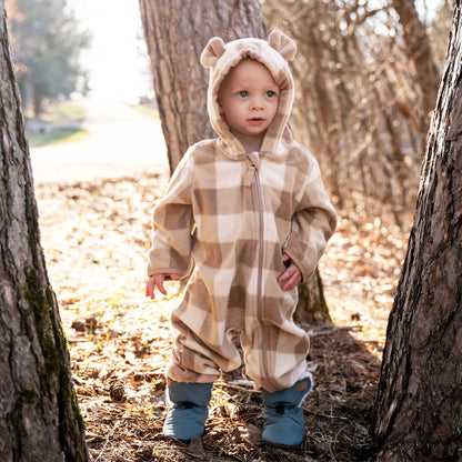 Fleece Bunting Suit - Brown Plaid