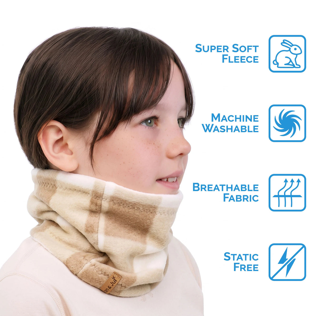 Fleece Neck Warmer - Brown Plaid