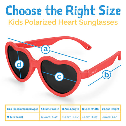 Kids Polarized Heart Sunglasses - Nautical Red