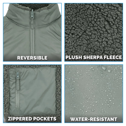 Reversible Sherpa Fleece Jacket - Dark Sage Green