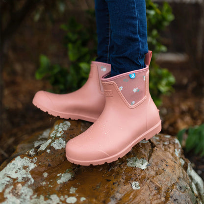 Cozy-Dry Harbour Ankle Rain Boots - Apricot Flower