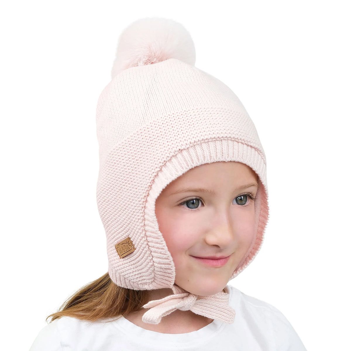 Pom Pom Knit Hat - Light Pink