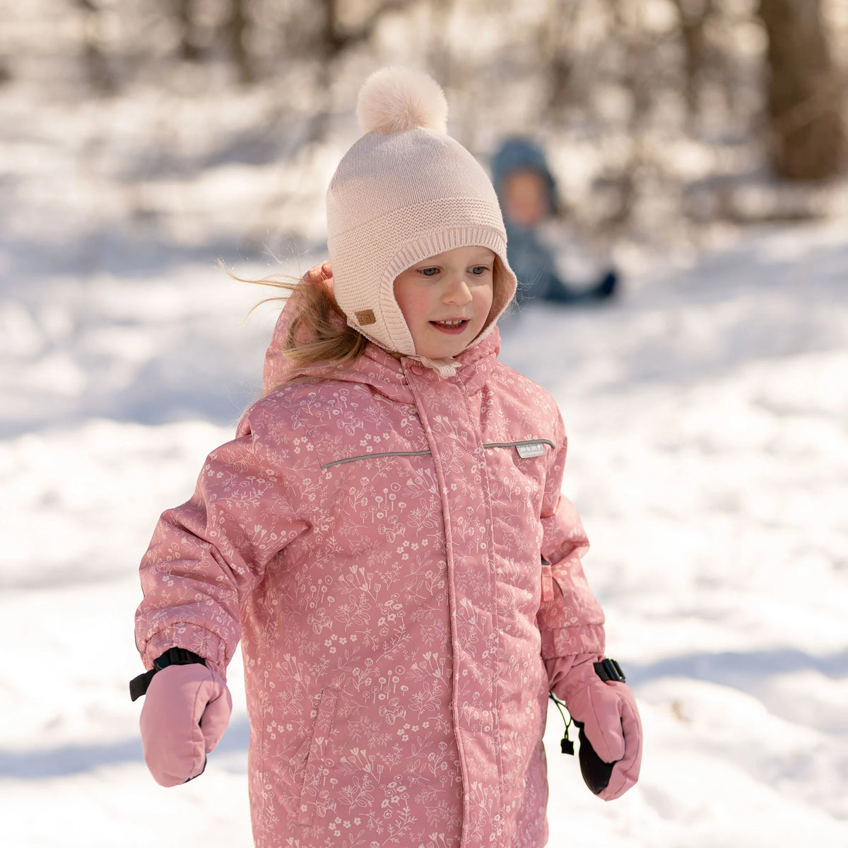 Pom Pom Knit Hat - Light Pink