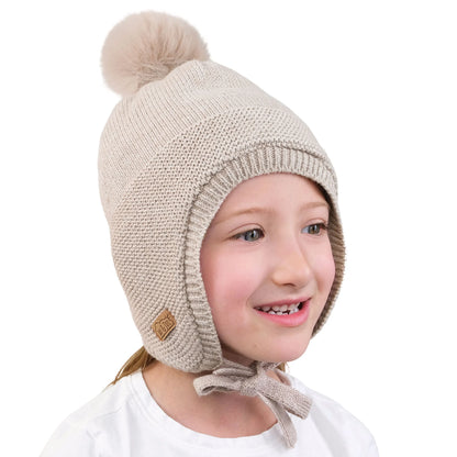 Pom Pom Knit Hat - Wheat Field