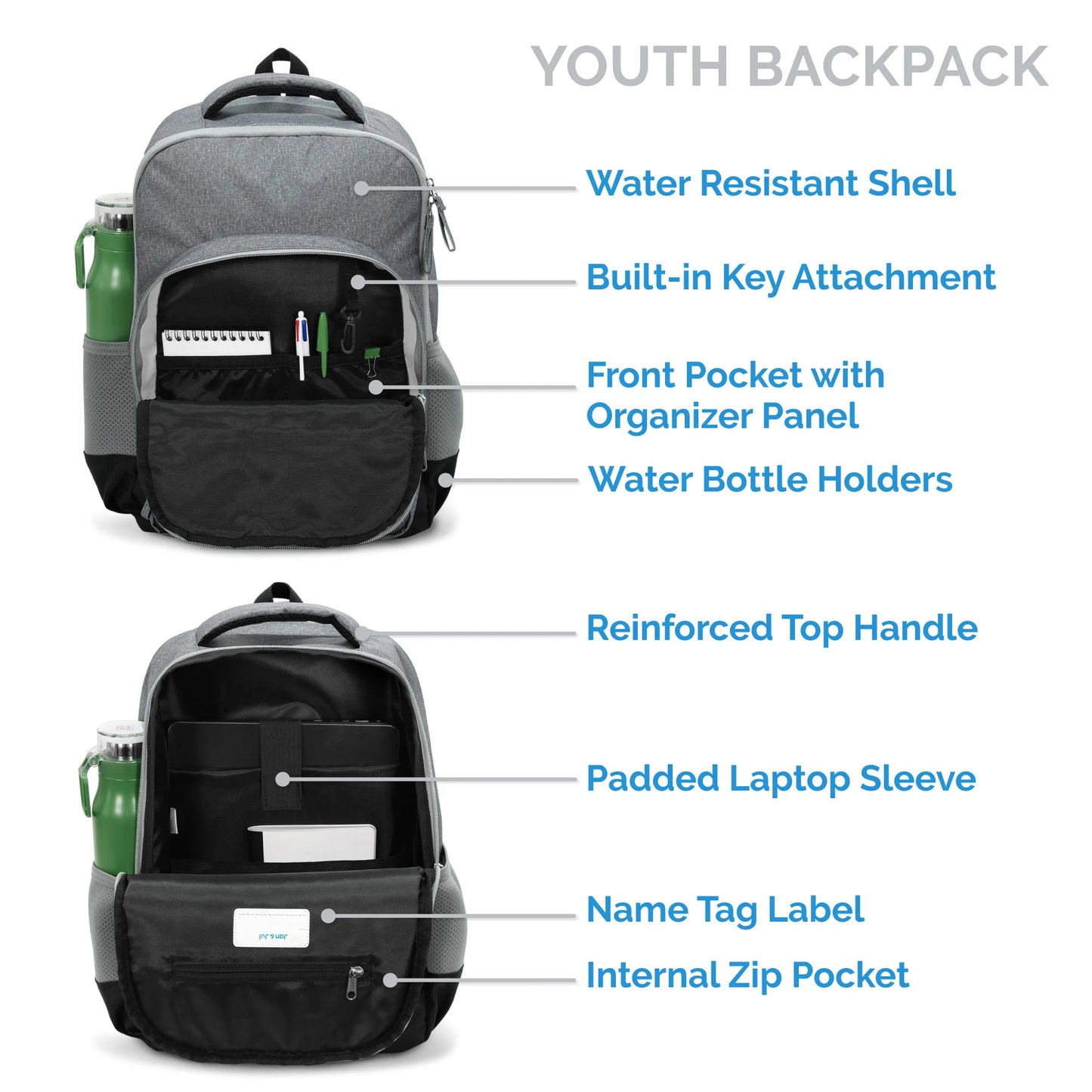 Youth Backpack - Heather Grey