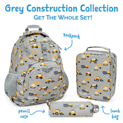 Kids Lunch Bag - Grey Construction
